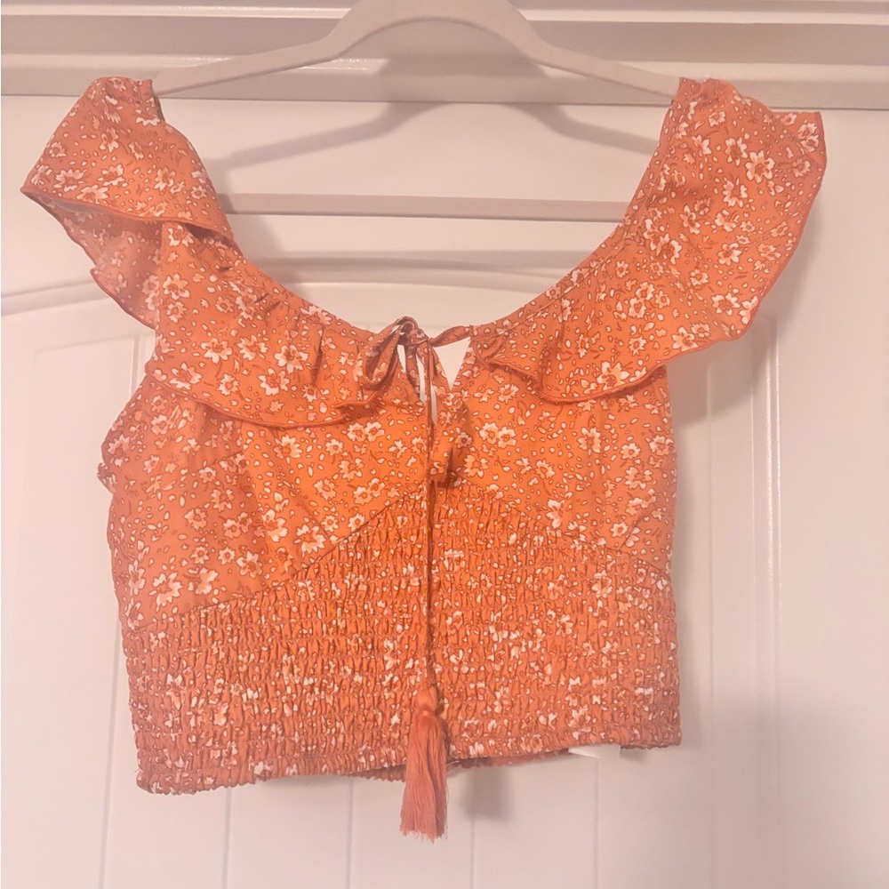 Orange Floral Women's Top